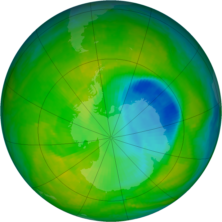 Antarctic ozone map for 21 November 2000